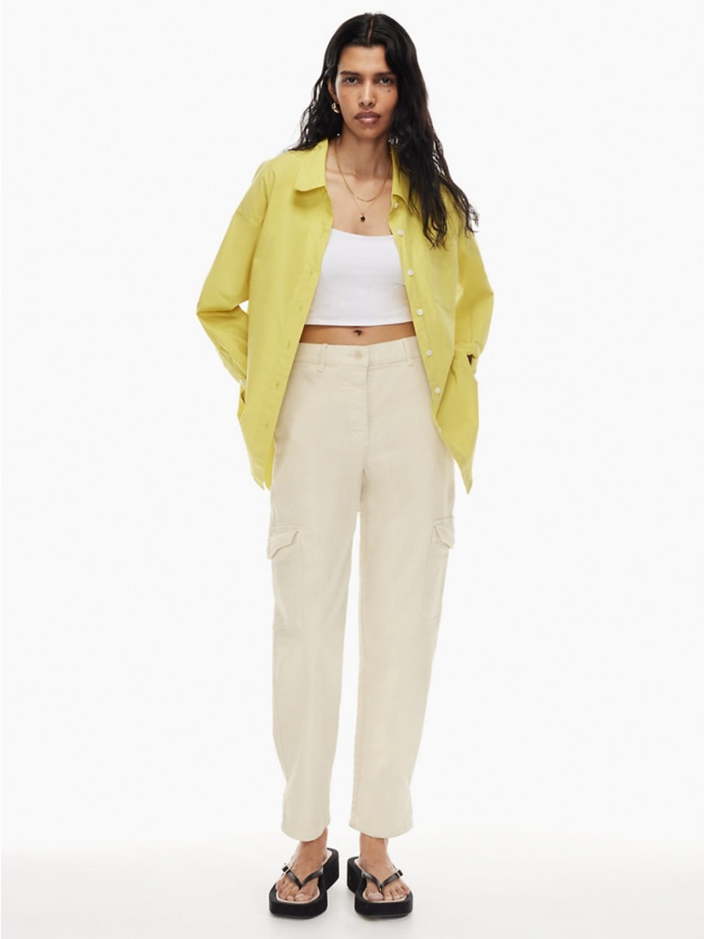 Aritzia Wilfred Free Modern Cargo Pants Birch Cream High Rise Size 10